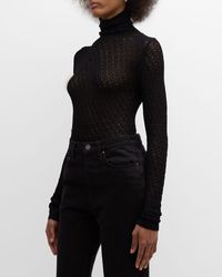 Totême - Turtleneck Long-Sleeve Crochet Knit T-Shirt - Lyst