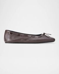 STAUD - Milo Laced Leather Ballerina Flats - Lyst