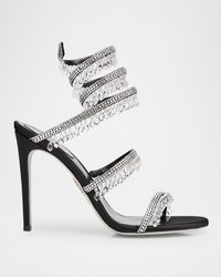 Rene Caovilla - Satin Strass Chandelier Snake Wrap Sandals - Lyst