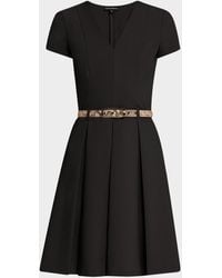 Emporio Armani - Emma Belted Pleated A-Line Mini Dress - Lyst