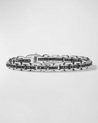 David Yurman - Box Chain Bracelet With Black Diamonds In Silver, 7.3mm - Lyst
