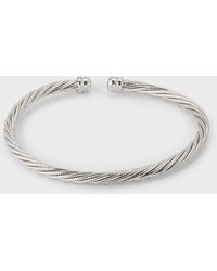 Jan Leslie - Adjustable Sterling Silver And Stainless Steel Twisted Cable Cuff Bracelet - Lyst