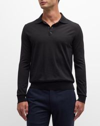 Isaia - Wool-Silk Blend Polo Sweater - Lyst