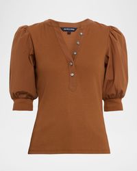 Veronica Beard - Coralee Puff Sleeve Button-Front Top - Lyst
