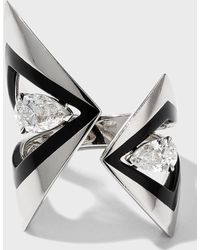 Etho Maria - Platinum Ring With Diamonds And Black Ceramic, Size 6.5 - Lyst