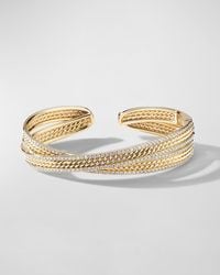 David Yurman - Dy Origami Cuff Bracelet With Diamond In 18k Gold, 14mm, Size M - Lyst