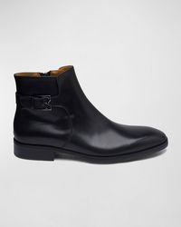 Bruno Magli - Angiolini M-Buckle Burnished Leather Ankle Boots - Lyst