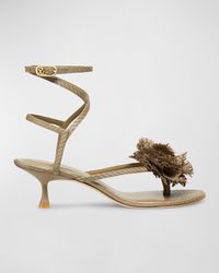 Stuart Weitzman - Belize Flower Thong Ankle-Strap Sandals - Lyst