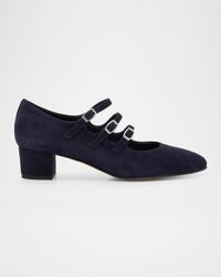 CAREL PARIS - Kina Suede 3-Strap Mary Jane Pumps - Lyst