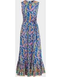 Etro - Paisley-Print Cotton Ruffle A-Line Maxi Dress - Lyst