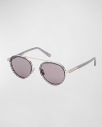 Zegna - Metal-acetate Round Sunglasses - Lyst