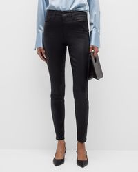 L'Agence - Marguerite Coated Modal Denim High-Rise Skinny Jeans - Lyst