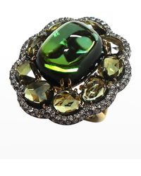 Etho Maria - 18k Yellow Gold Green Sapphire, Tourmaline And Diamond Ring - Lyst