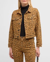 Mother - The Big Shorty Cheetah Denim Jacket - Lyst