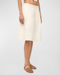 STAUD - London Knee-Length Pleated Cotton Skirt - Lyst