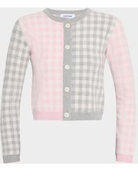 Thom Browne - Fun Mix Gingham Check Cropped Cardigan - Lyst