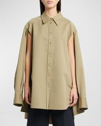 Jil Sander - Cotton Slit-Sleeve Button-Front Shirt - Lyst