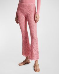 Michael Kors - Mid-Rise Sequined Floral Lace Bootcut-Leg Cropped Pants - Lyst