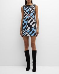 Emilio Pucci - Abstract-Print Patent-Leather Sleeveless Mini Dress - Lyst