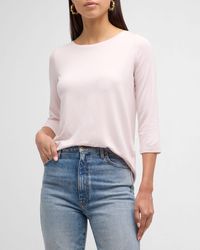 Majestic Filatures - Soft Touch 3/4-Sleeve Pleat Back Crewneck Tee - Lyst