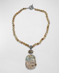 Stephen Dweck - Vintage Hand Carved Jade Pendant On Quartz Bead Necklace - Lyst