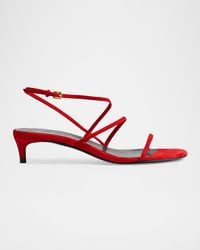 KHAITE - Loop Suede Kitten-Heel Sandals - Lyst