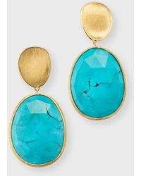 Marco Bicego - Lunaria 18k Yellow Gold Double Drop Earrings With Turquoise - Lyst