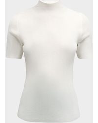 Theory - Leenda Regal Merino Wool Short-Sleeve Mock-Neck Top - Lyst