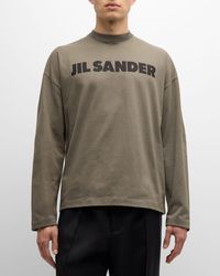 Jil Sander - Logo-Print Cotton Crewneck Long-Sleeve T-Shirt - Lyst