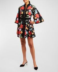 mestiza - Carmen Floral-Print Flare-Sleeve Mini Dress - Lyst