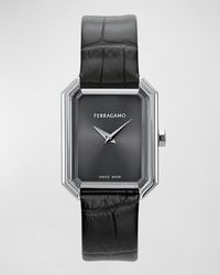 Ferragamo - 26.5X33.5Mm Crystal Watch With Calf Leather Strap - Lyst