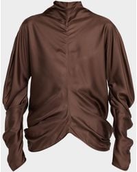 The Row - Miles Draped Silk Blouse - Lyst