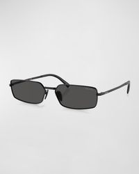 Prada - Signature Steel & Plastic Rectangle Sunglasses - Lyst