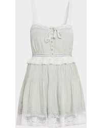 LoveShackFancy - Hadlee Embroidered Lace-Trim Mini Dress - Lyst