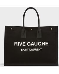 Saint Laurent - Noe Rive Gauche Logo Canvas Tote - Lyst