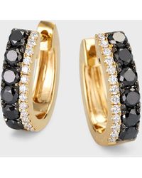 Frederic Sage - 18k Yellow Gold Black And White Diamond Huggie Earrings - Lyst