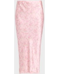 LoveShackFancy - Castle Floral Satin Midi Skirt - Lyst