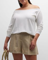Minnie Rose Plus - Plus Size Off-shoulder Cotton-cashmere Sweater - Lyst