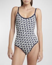 Moncler - Chainlink Printed One-Piece Swimsuit - Lyst