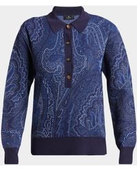 Etro - Paisley Wool-Cashmere Polo Sweater - Lyst