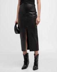IRO - Akine Embroidered Leather Midi Skirt - Lyst