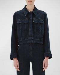 Another Tomorrow - Cropped Denim Jacket - Lyst