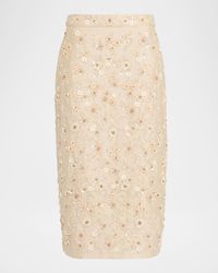 La Fuori - Floral Embroidered Silk Midi Skirt - Lyst