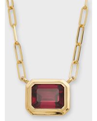 Goshwara - 18k Yellow Gold Manhattan Bezel Set Garnet Pendant Necklace - Lyst