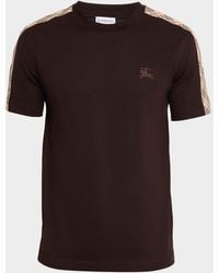 Burberry - Ekd Check-Trim Cotton Crewneck T-Shirt - Lyst
