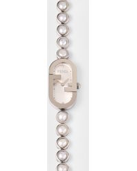 Fendi - O'Lock Vertical Oval Bracelet Watch With Pearls, Steel - Lyst
