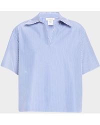Lafayette 148 New York - Striped Point-Collar Popover Blouse - Lyst