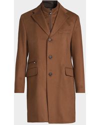 Corneliani - Apos;S Virgin Wool Single-Breasted Top Coat With Zip Insert - Lyst