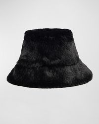 Jocelyn - Perforated Faux Fur Bucket Hat - Lyst