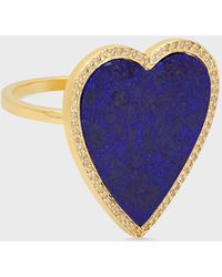 Jennifer Meyer - 18k Lapis Heart Diamond-trim Ring, Size 6.5 - Lyst